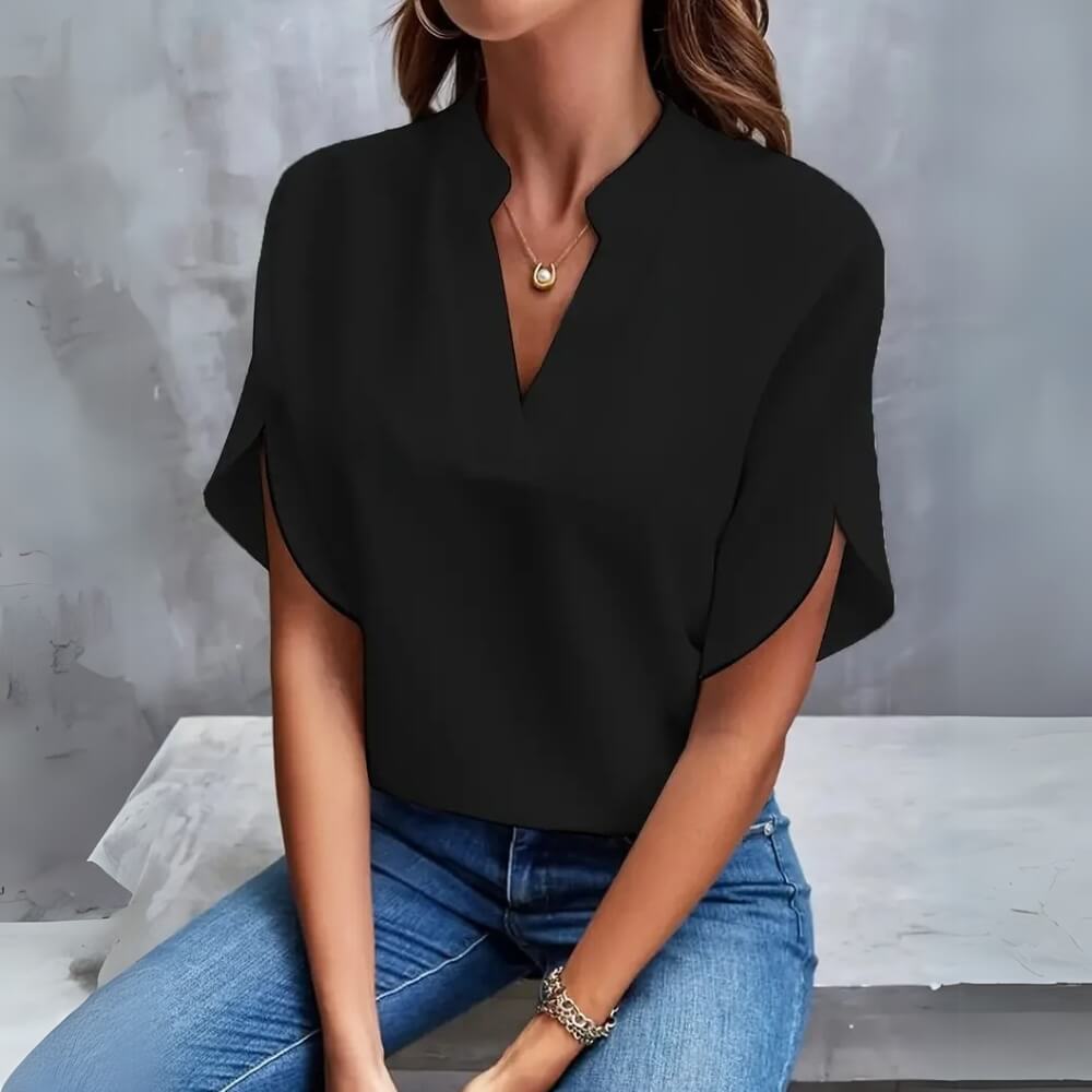 Sarah™ - Myk Og Stilren Bluse Med V-hals