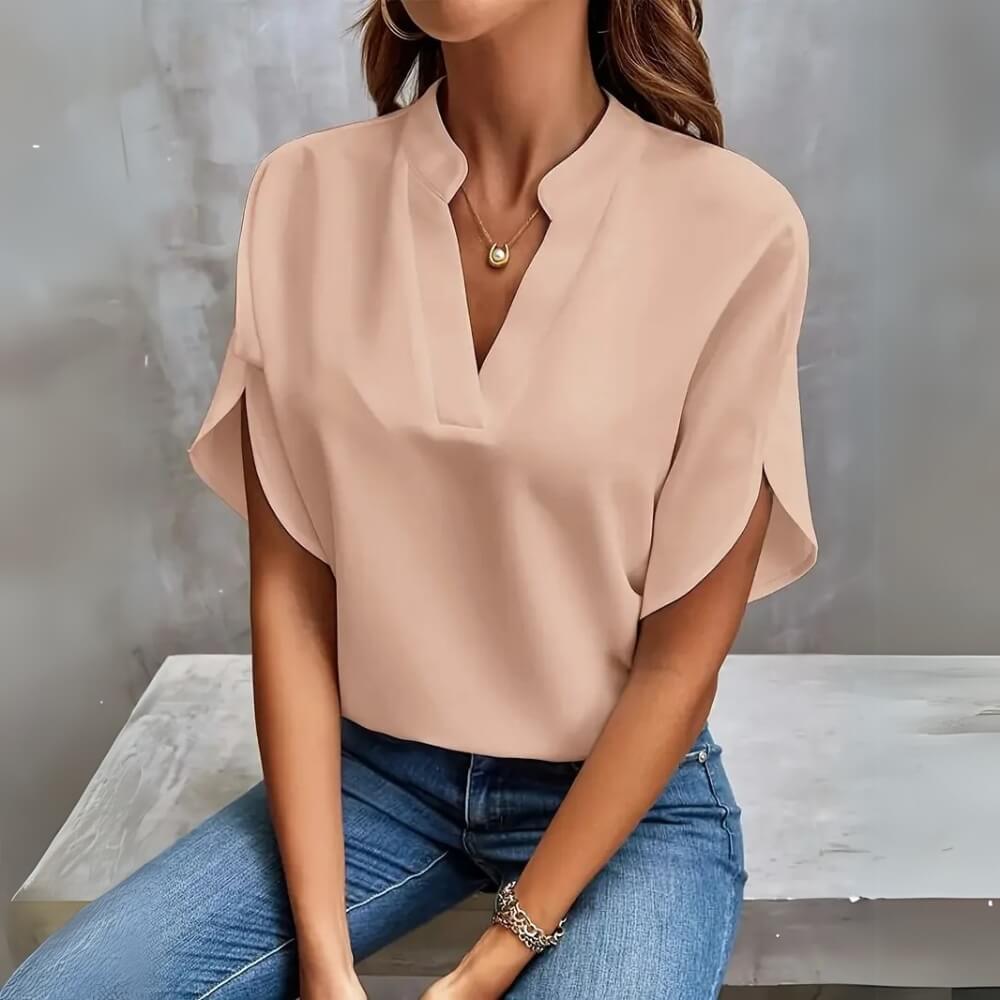 Sarah™ - Myk Og Stilren Bluse Med V-hals