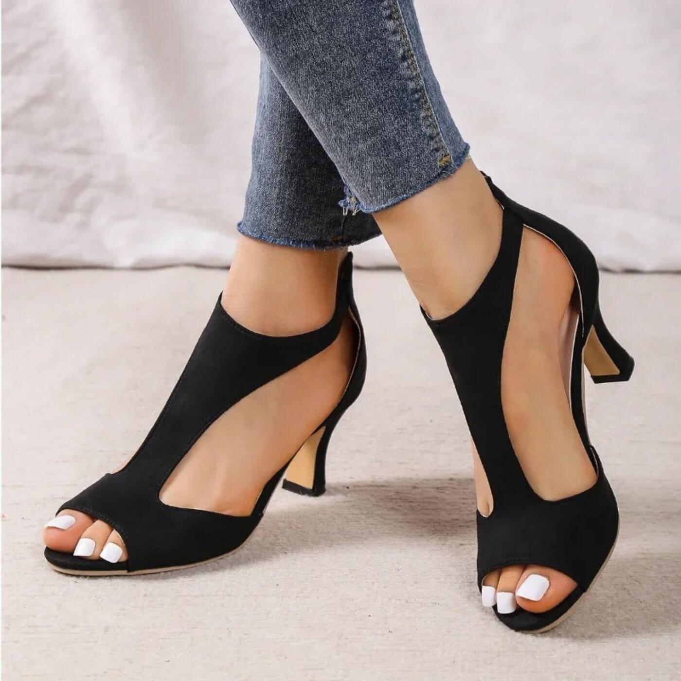 Emilia™ – Ortopediske Peep Toe Sandaler med Hæl
