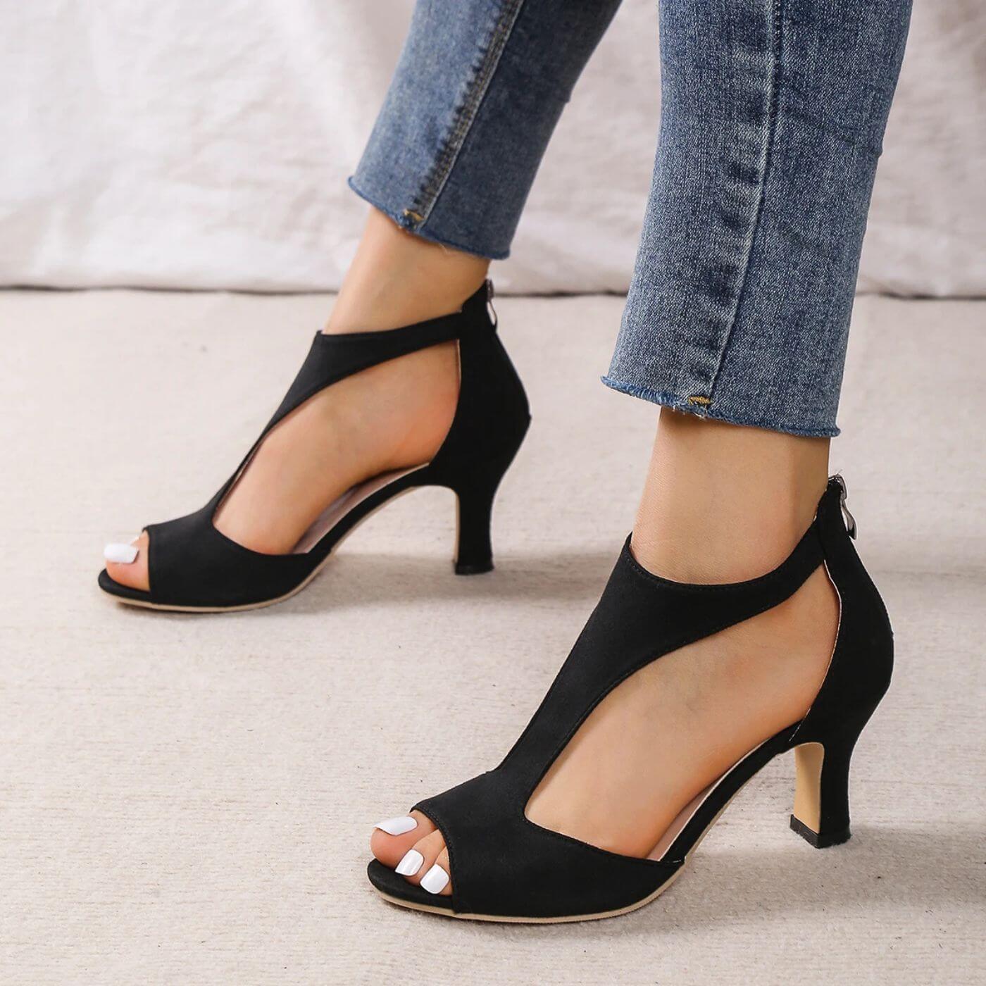 Emilia™ – Ortopediske Peep Toe Sandaler med Hæl