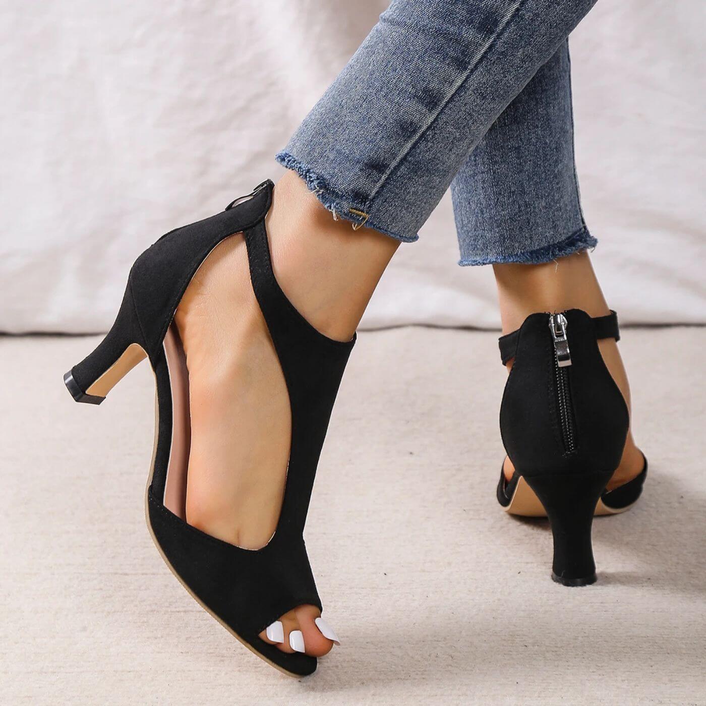 Emilia™ – Ortopediske Peep Toe Sandaler med Hæl