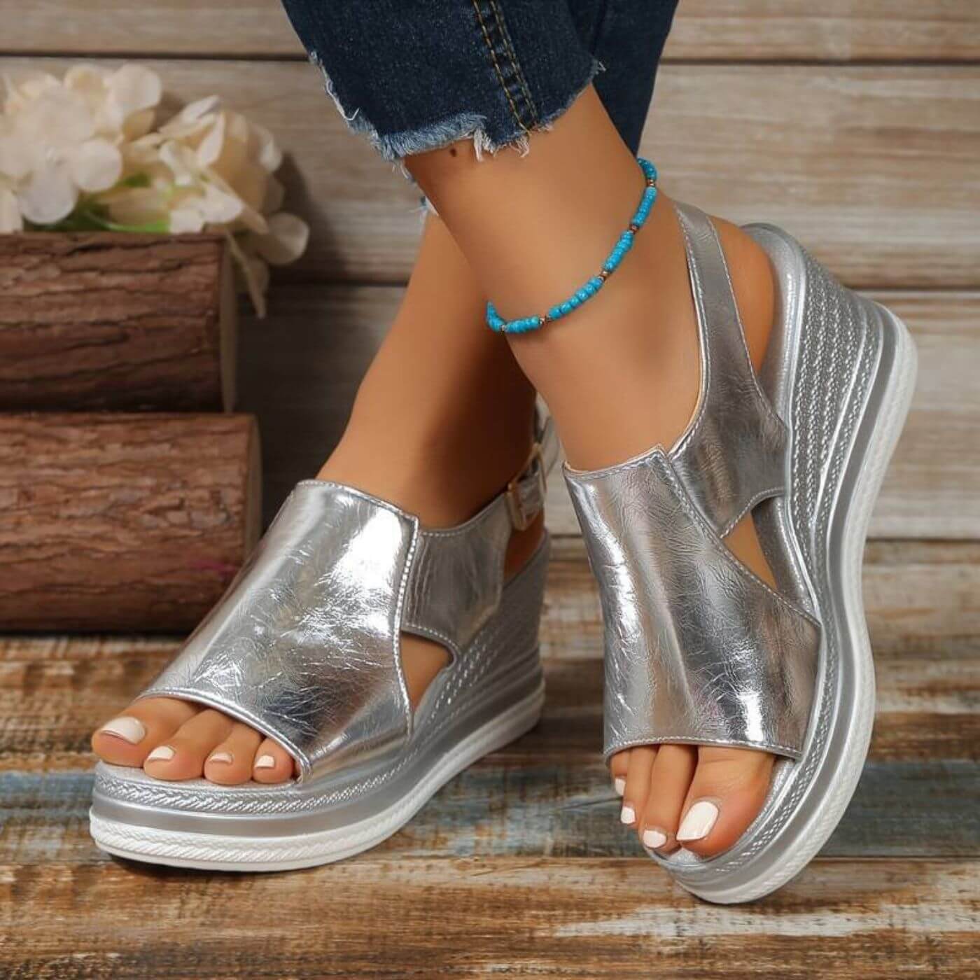 Janne™ – Elegante Ortopediske Kilesandaler